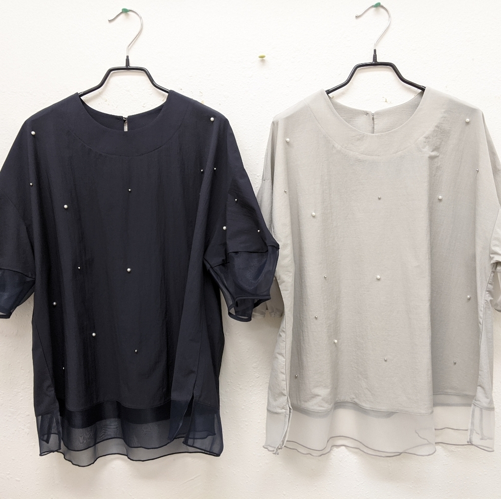 NEW half sleeve pearl detail blouse